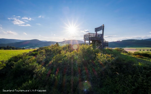 Blick auf den Aussichtsturm "Stabil Stuhl" bei Hallenberg