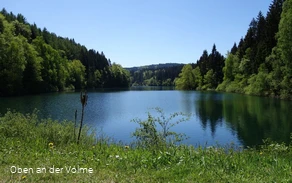 Blick vom Ufer über die Genkeltalsperre